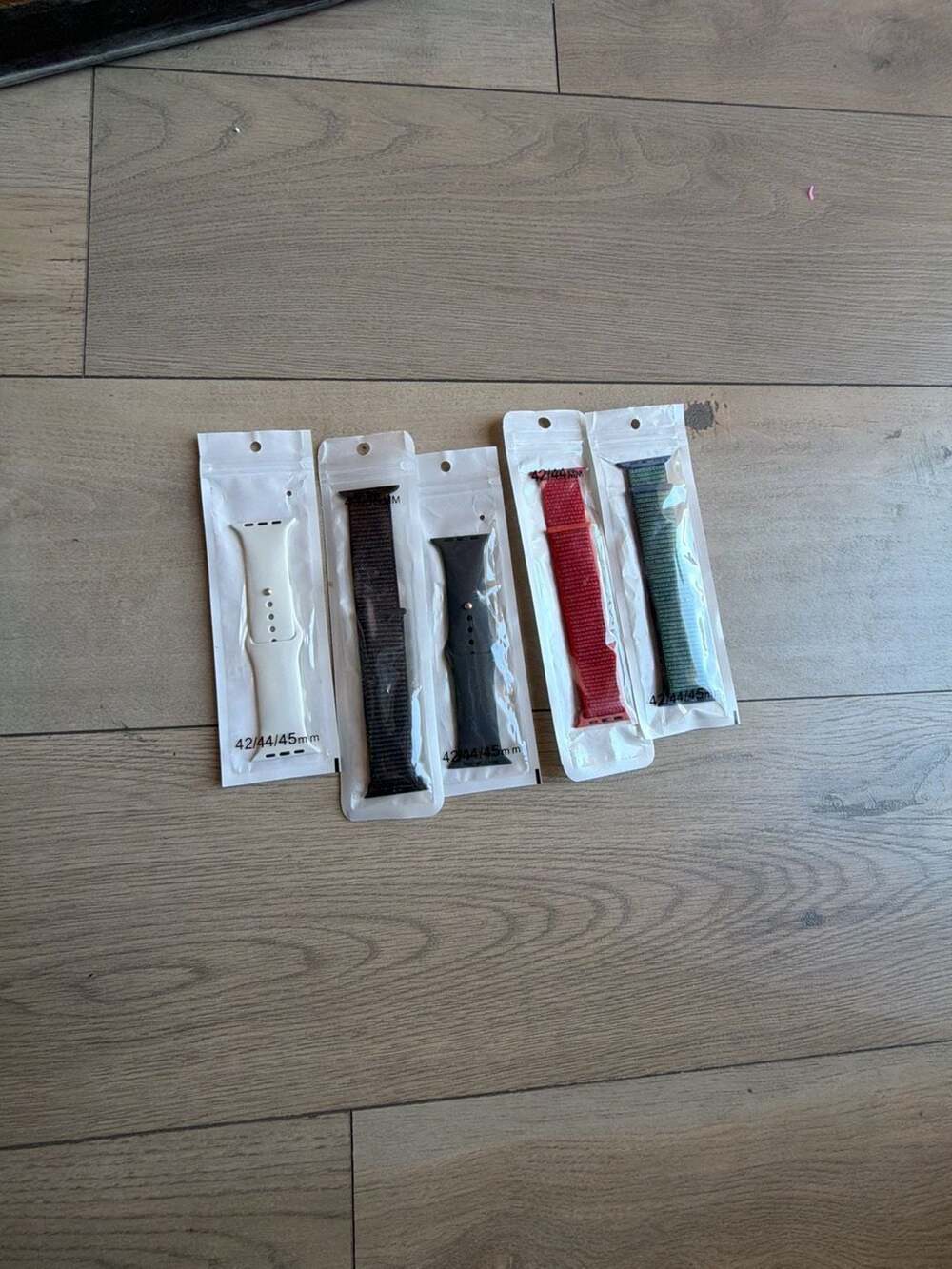 5-Piece Assorted Silicone and Nylon Sport Watch Bands for Apple Watch 42/44/45mm